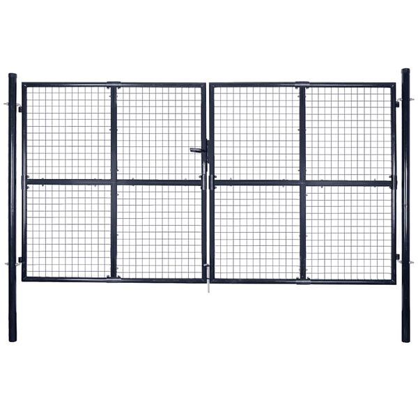 vidaXL Mesh Garden Gate Galvanised Steel 118.1x78.7" Grey
