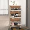 vidaXL Shoe Cabinet Honey Brown Solid pine wood, MDF, plastic Medium