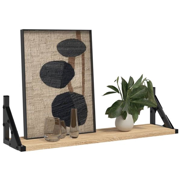 vidaXL Wall Shelf Set of 2 Sonoma Oak Engineered wood, metal
