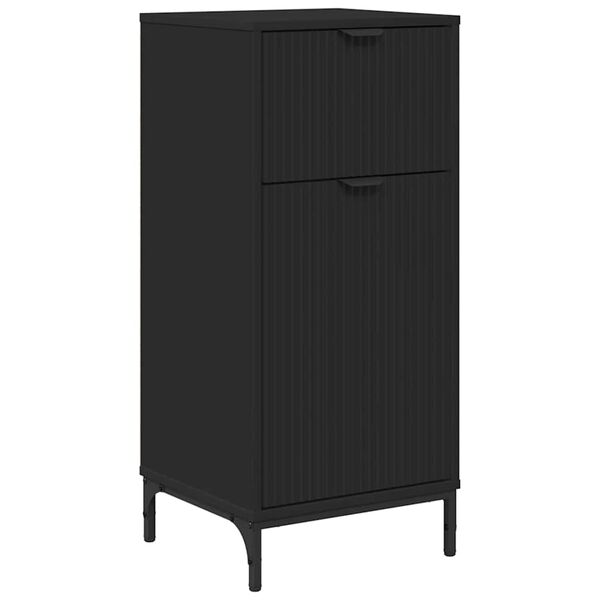 vidaXL Bathroom Cabinet with Drawer Black 15.55 x 14.17 x 34.65 in