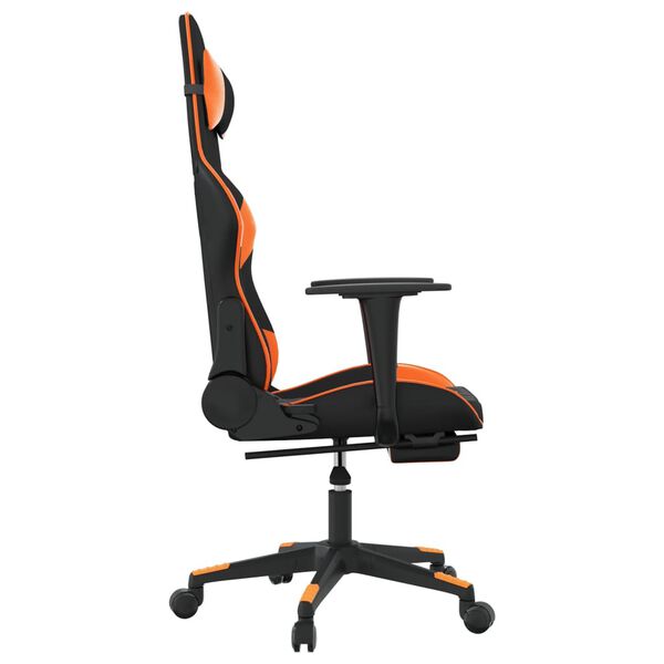vidaXL Gaming Chair with Footrest Black and Orange Faux Leather