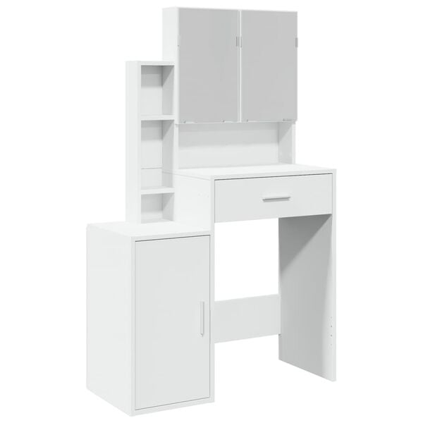 vidaXL Dressing Table White Engineered wood, glass 31.5 x 13.8 x 52.0 in