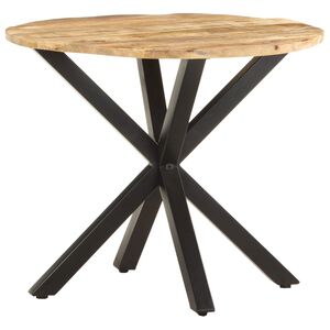 vidaXL Side Table Natural wood, Black Solid mango wood, Powder-coated iron