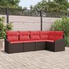 vidaXL Sofa Set with Cushion 5 pcs Brown Poly Rattan