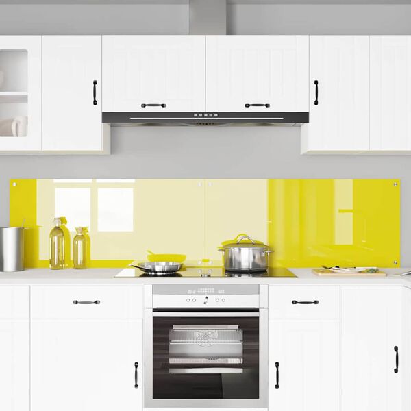 vidaXL Kitchen Backsplash 2 pcs Yellow 43.31 x 19.69 in Tempered Glass