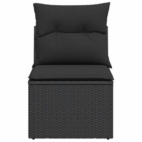 vidaXL Garden Sofa Black PE Rattan Single Removable Covers