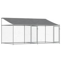 vidaXL Dog Cage with Roof and Doors Gray 13.1'x6.6'x6.6' Galvanized Steel