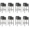 vidaXL Garden Bar Set Grey Poly Rattan Standard Footrest Bar Table Set