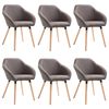 vidaXL Dining Chair Set of 6 Taupe Polyester and solid wood Standard