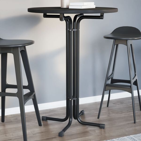 vidaXL Dining Table Black Engineered Wood and Powder-Coated Steel Compact