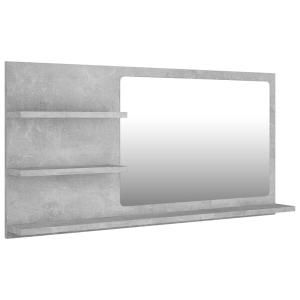 vidaXL Mirror Concrete Grey Engineered Wood, Acrylic Bathroom Mirror