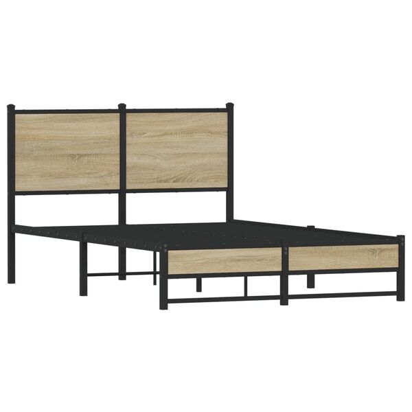 vidaXL Bed Frame Sonoma oak Steel, engineered wood Small Double