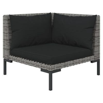 vidaXL 9 Piece Patio Lounge Set with Cushions Round Rattan Dark Gray