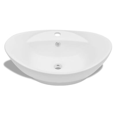 Luxury Ceramic Basin Oval with Overflow and Faucet Hole