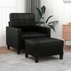 vidaXL Sofa Chair With Footstool Black Faux leather, metal, plywood Single