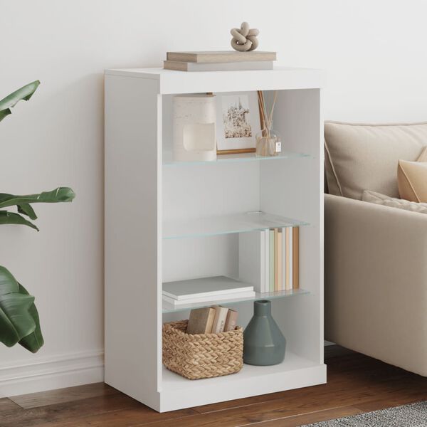 vidaXL Sideboard White Engineered wood, Glass Medium Sideboard