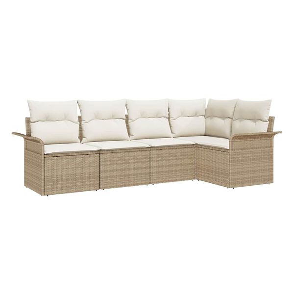 vidaXL Garden Sofa Set with Cushion Manual 5 pcs Poly Rattan