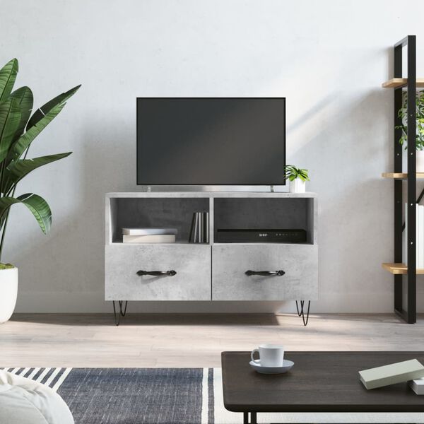 vidaXL TV Cabinet Concrete Gray Engineered Wood 31.5 x 14.2 x 19.7 in