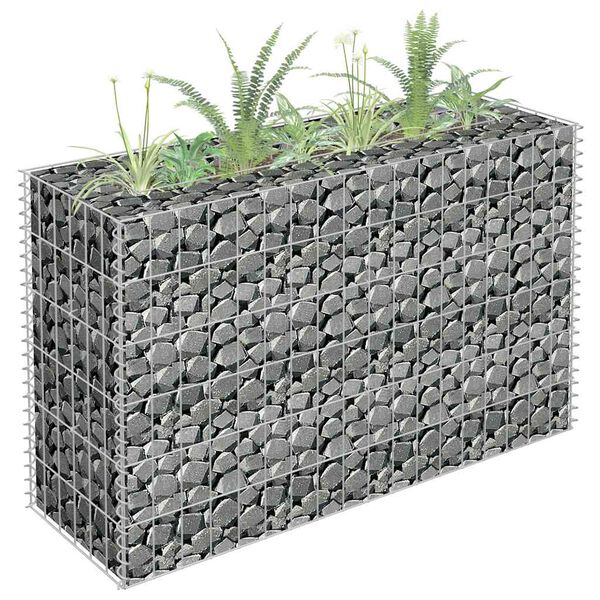 vidaXL Gabion Raised Bed Silver Galvanized Steel 35.4x11.8x23.6 in