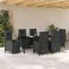 vidaXL Garden Dining Set with Cushion 7 pcs Black Poly Rattan