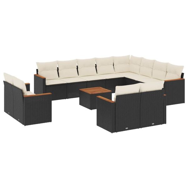 vidaXL Garden Sofa Set Black PE Rattan Large Modular Garden Sofa Set