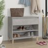 vidaXL Shoe Cabinet Concrete grey Engineered wood, Solid eucalyptus wood