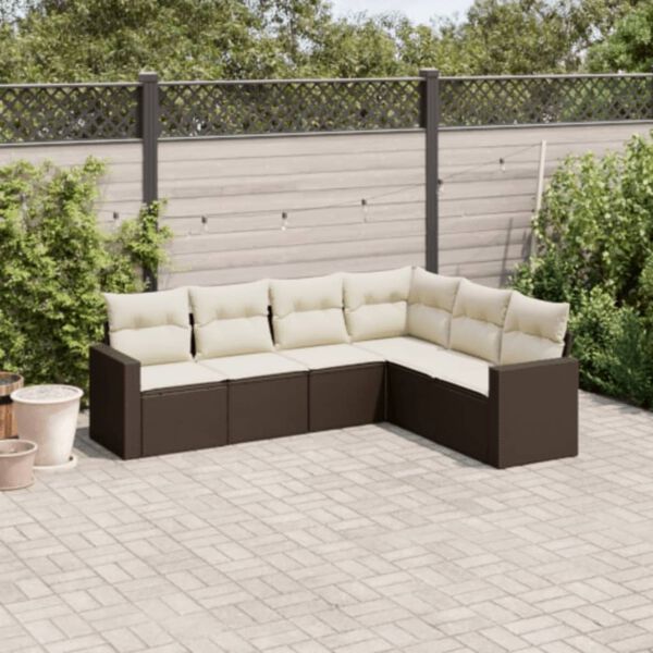 vidaXL Garden Sofa Set Brown PE Rattan Large Adjustable Feet