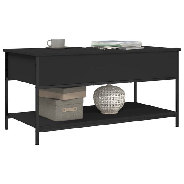 vidaXL Coffee Table Black Engineered wood, metal Medium Coffee Table