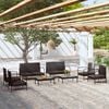 vidaXL Garden Lounge Set Black PE rattan, powder-coated steel, glass