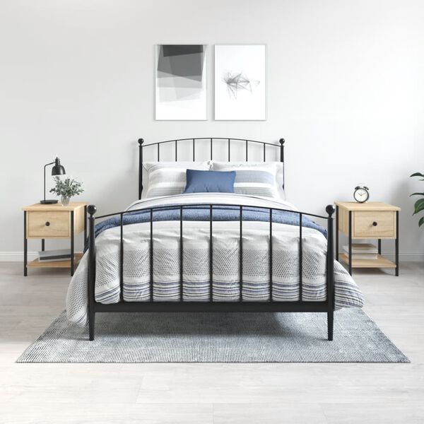 vidaXL Bedside Table Set of 2 Sonoma oak Engineered wood, iron Medium