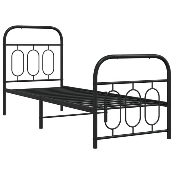 vidaXL Bed Frame Black Steel 75 x 75.6 in Bed Frame Rectangular
