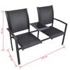 vidaXL Chair Black Powder-Coated Steel and Textilene with Glass Shelf