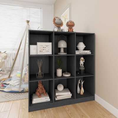 vidaXL Book Cabinet/Room Divider Gray 40.9"x13.2"x43.3" Solid Wood Pine