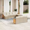 vidaXL Garden Sofa Set Beige PE Rattan Large Adjustable Feet