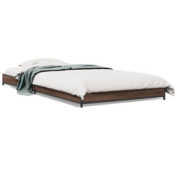 vidaXL Bed Frame Brown Oak Engineered Wood and Metal Single Durable