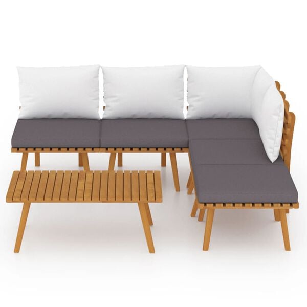 vidaXL Garden Lounge Set Dark gray Solid acacia wood Large Modular