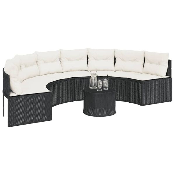 vidaXL Patio Sofa Black, Cream White