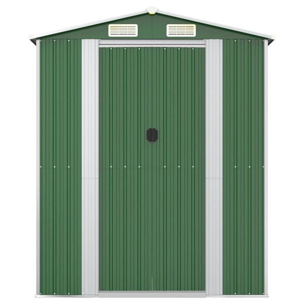 vidaXL Garden Shed Green Galvanized Steel Large Garden Storage