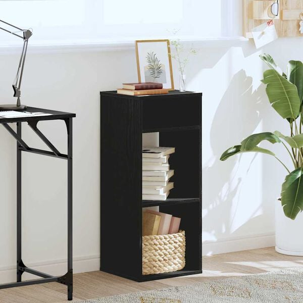 vidaXL Book Cabinet Black Engineered wood Medium Book Cabinet