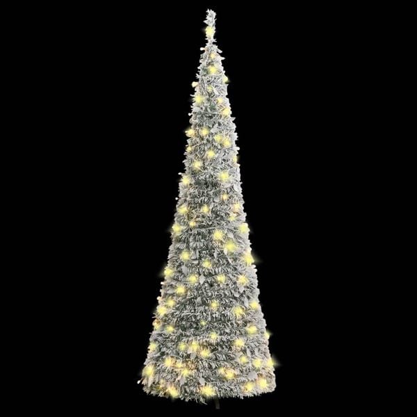 vidaXL Artificial Christmas Tree Green and white PVC, metal 59 in