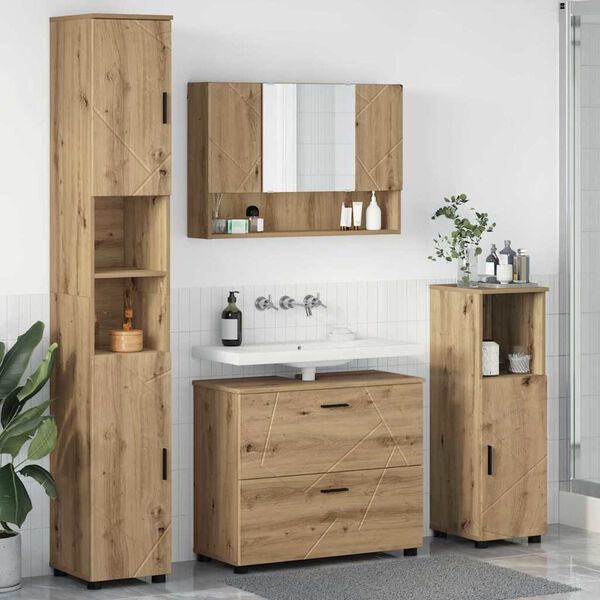 vidaXL Bathroom Furniture Set 4 pcs artisan oak Engineered wood
