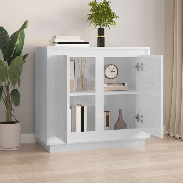 vidaXL Sideboard High gloss white Engineered wood Medium Sideboard