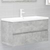 vidaXL Sink Cabinet With Basin Concrete Grey, White Engineered wood, Ceramic