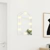 vidaXL Mirror With Led Light Silver Glass Medium Mirror With LED Light