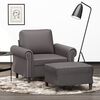 vidaXL Sofa Chair With Footstool Grey Faux Leather 23.6 in Modern
