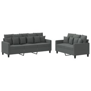 vidaXL Sofa Set Dark Gray Polyester Large Sofa Set Rectangular