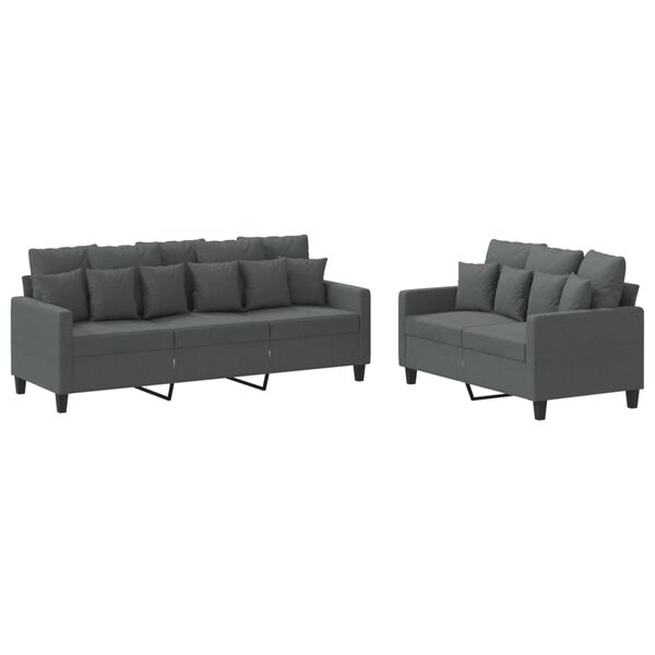 vidaXL Sofa Set Dark Gray Polyester Large Sofa Set Rectangular
