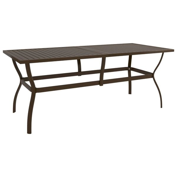 vidaXL Garden Table Brown Powder-Coated Steel 74.8 x 31.5 x 28.3 in
