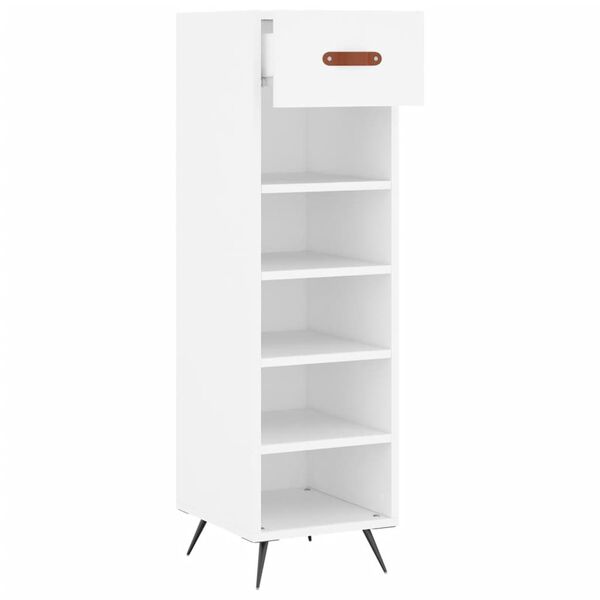 vidaXL Shoe Cabinet White Engineered wood, iron, faux leather