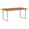 vidaXL Dining Table Natural wood with silver legs
